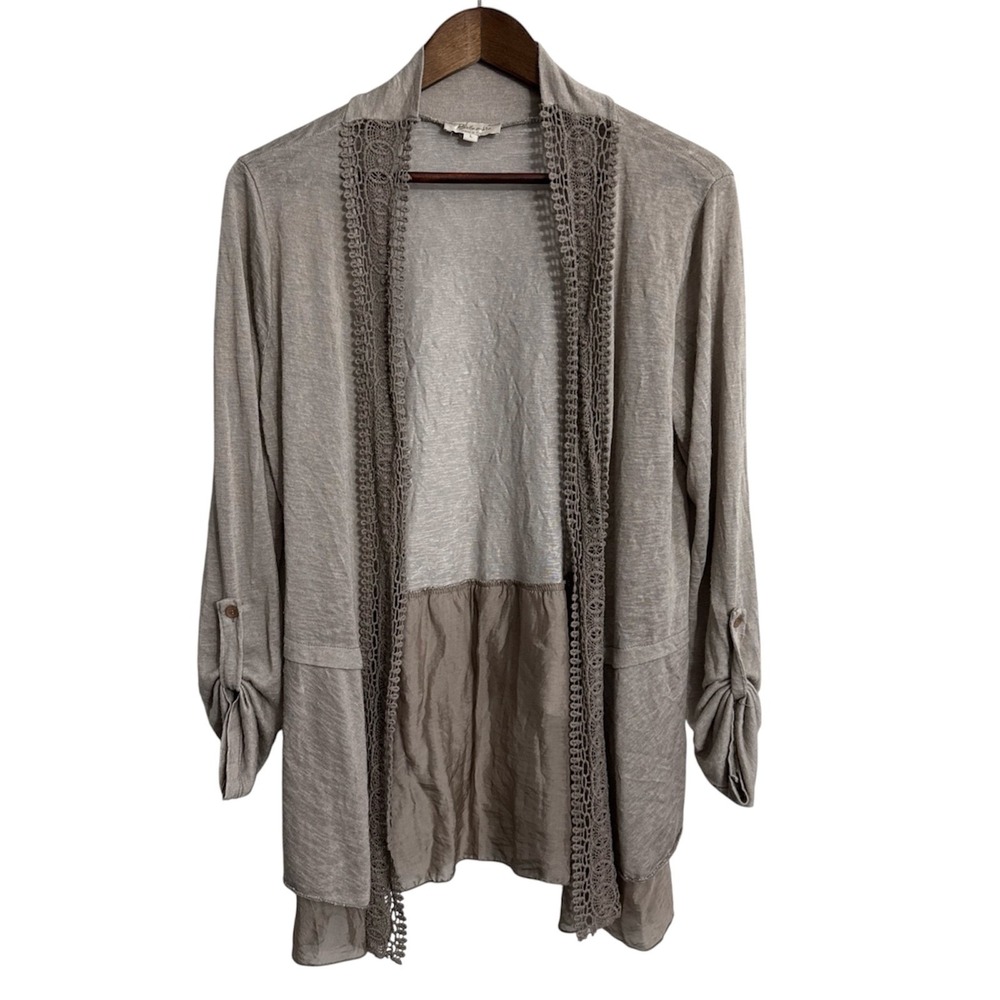 Bella Umbra cardigan jacket womens large tan silk blend lace Italy coastal fairy